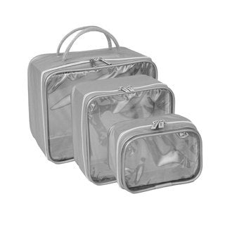 Kit 3 Necessaire Organizador Mala Viagem Maternidade Maquiagem Prática, tamanho compacto