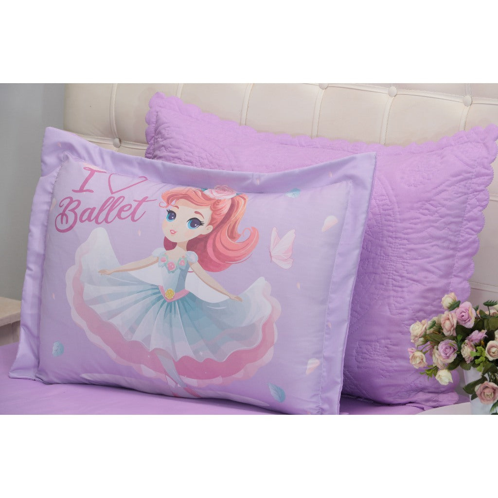 Kit 3 Pçs Cobre Leito Colcha Solteiro Infantil e Juvenil Divina Bailarina Dupla Face Matelassado e Estampa Digital