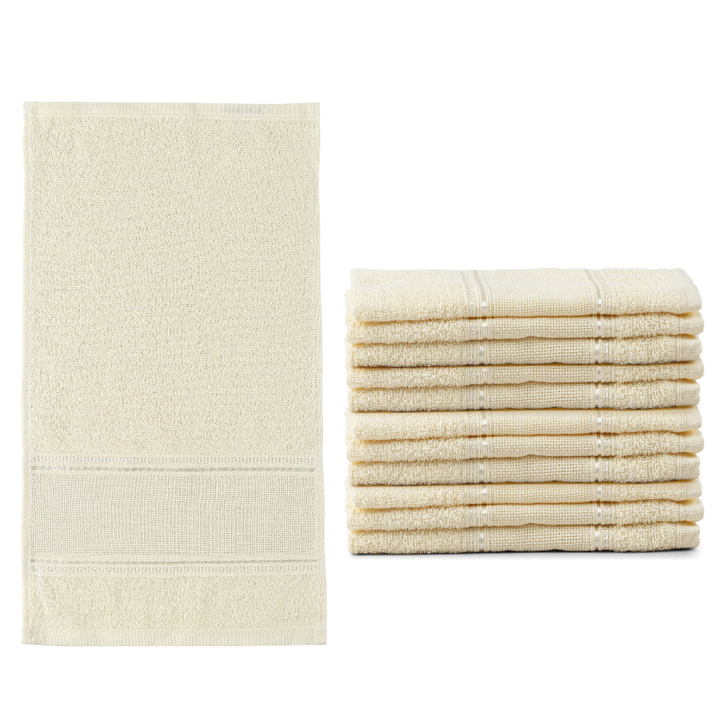 Kit 12 Pçs Toalha de Lavabo Social de 30cm X 50cm Material e Composição: 100% Algodão gramatura 310 g/m²