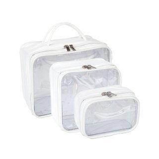 Kit 3 Necessaire Organizador Mala Viagem Maternidade Maquiagem Prática, tamanho compacto
