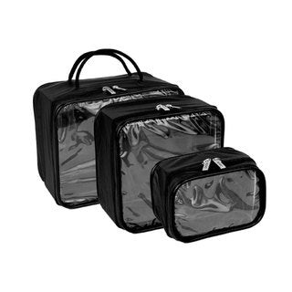 Kit 3 Necessaire Organizador Mala Viagem Maternidade Maquiagem Prática, tamanho compacto