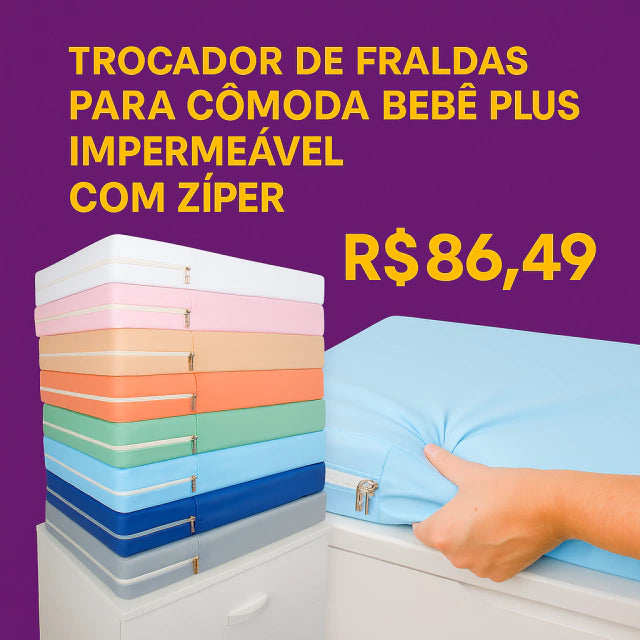 Trocador de Fraldas para Cômoda Bebê Plus Impermeável com Zíper