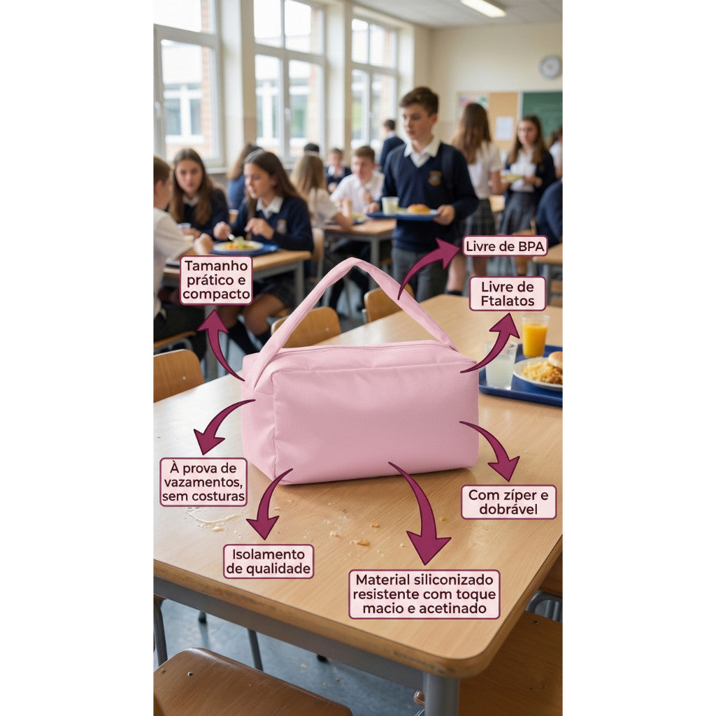 Bolsa Térmica Impermeável Multiuso Prática Lancheira Marmita Acessórios, academias, com zíper