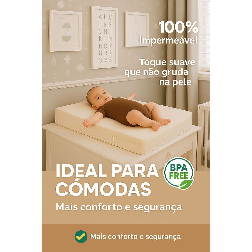 TROCADOR DE FRALDA PARA COMÔDA IMPERMEÁVEL LAVÁVEL PLUS SUPER CONFORTAVEL