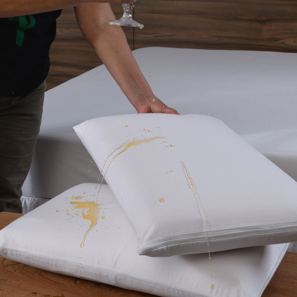 Capa Protetora Impermeável Para Travesseiro 1 Peça 70cm X 50cm 100% Algodão Percal 180 Fios Com Zíper Branco