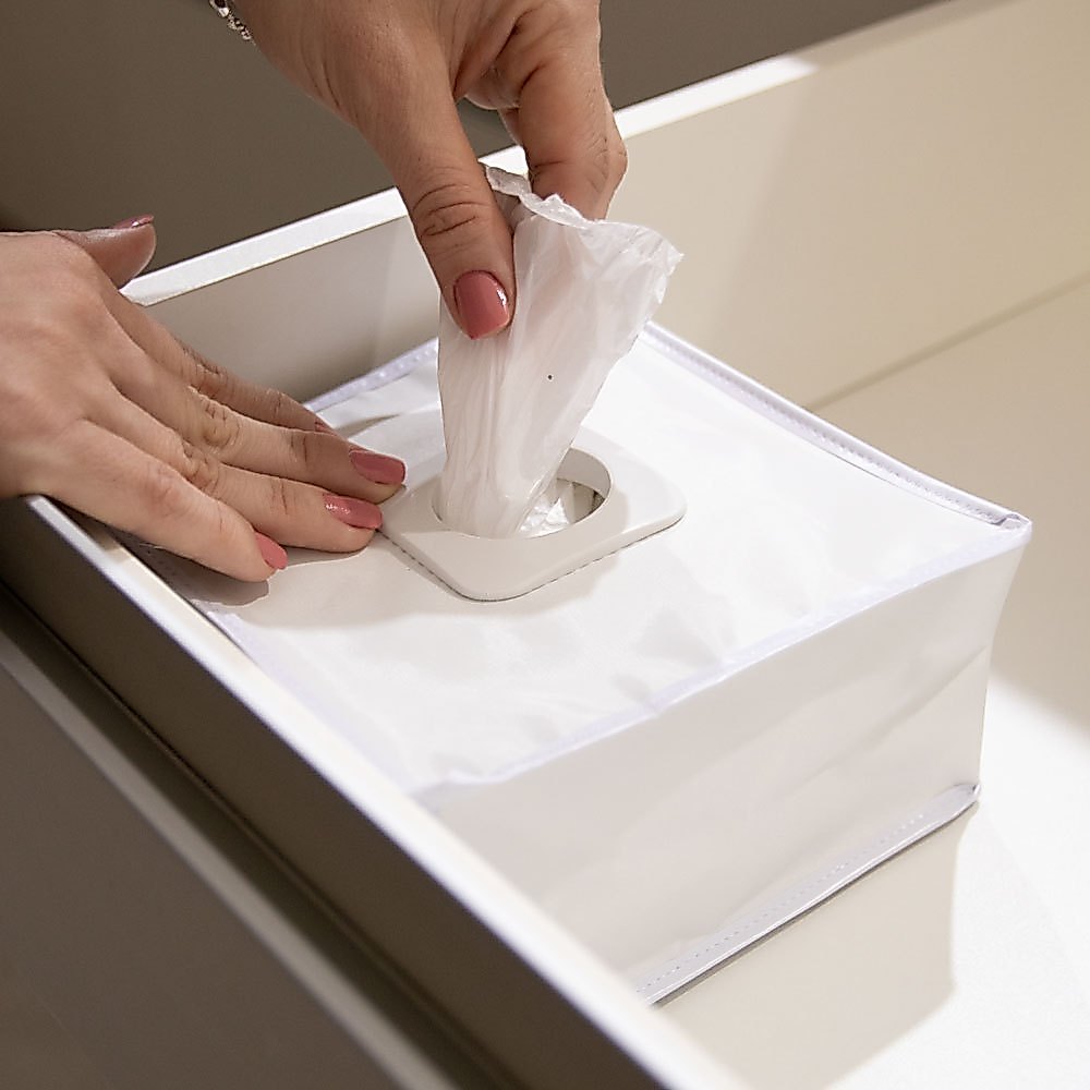 Puxa Saco para Gaveta Organizador de Sacolas Plasticas Compacto Cozinha Premium - Branco