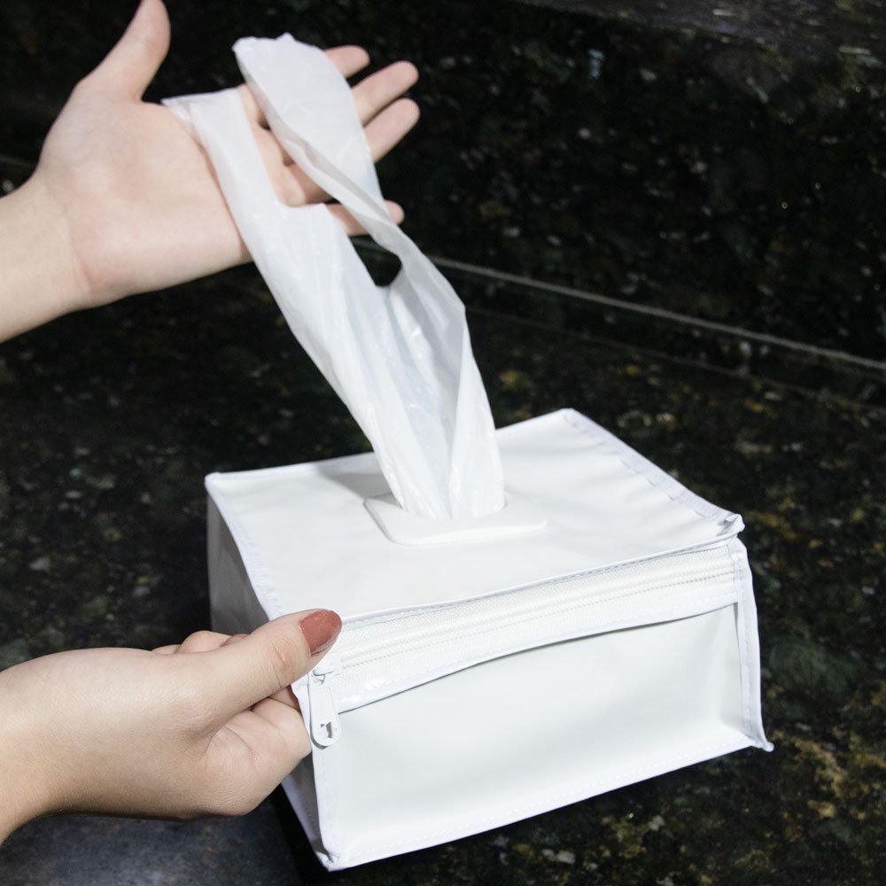 Puxa Saco para Gaveta Organizador de Sacolas Plasticas Compacto Cozinha Premium - Branco