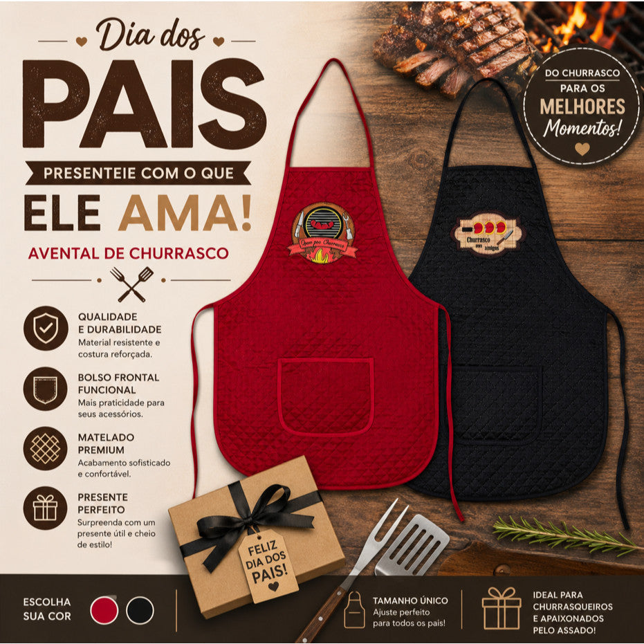 Avental De Churrasco Impermevel Matelado Dia Dos Pais Presente Premium