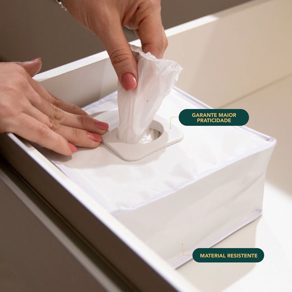 Puxa Saco para Gaveta Organizador de Sacolas Plasticas Compacto Cozinha Premium - Branco