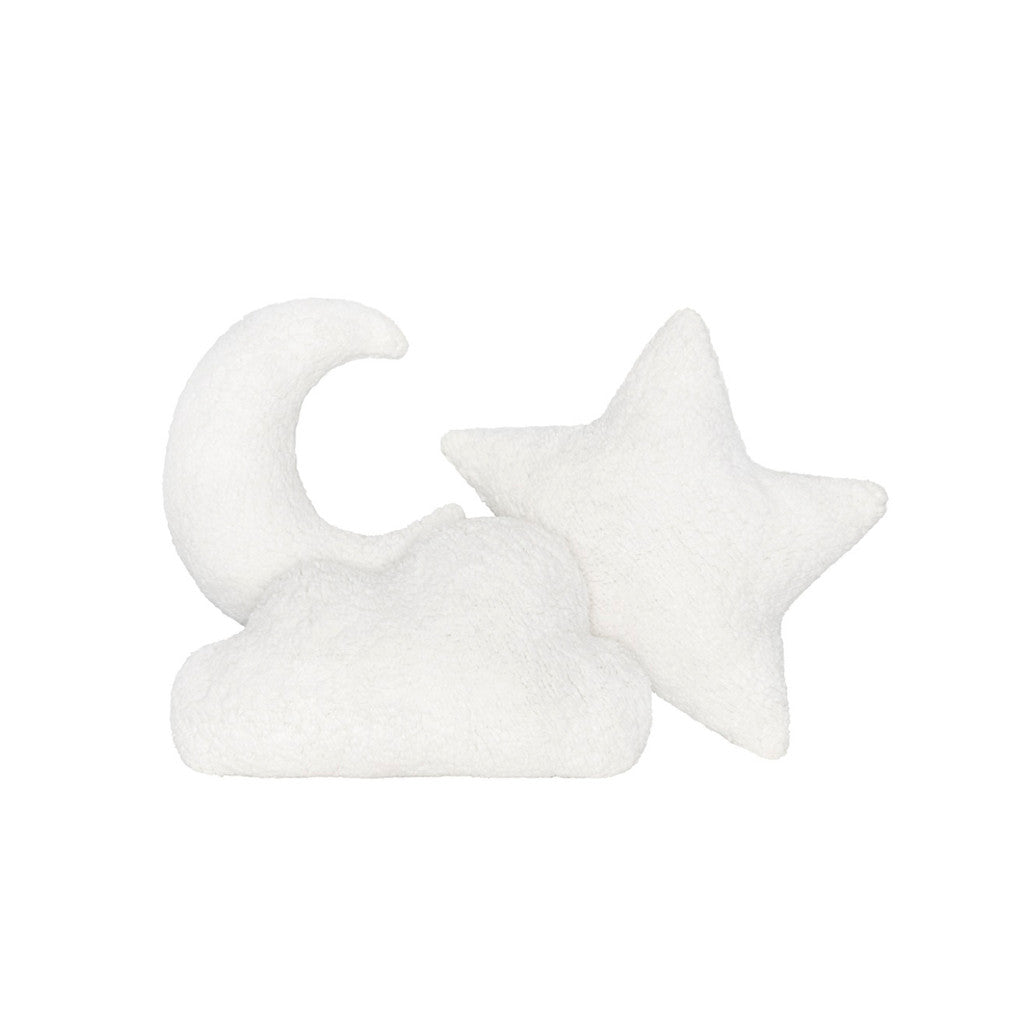 Kit 3 Pçs Almofada Decorativa Estrela Lua Nuvem Sherpa Soft Fofinha