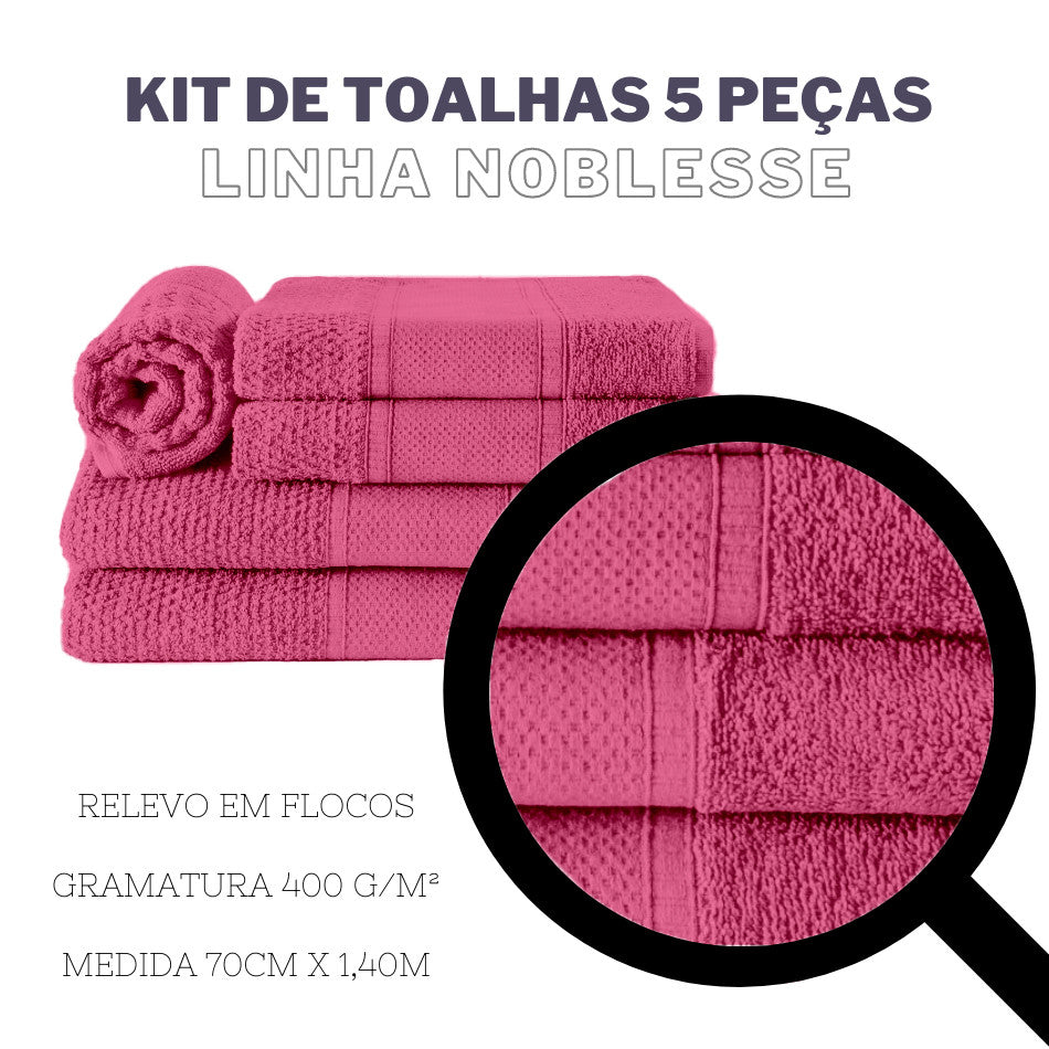 Jogo de Toalha Completo 5 Pçs de Banho, Rosto e Piso Noblesse