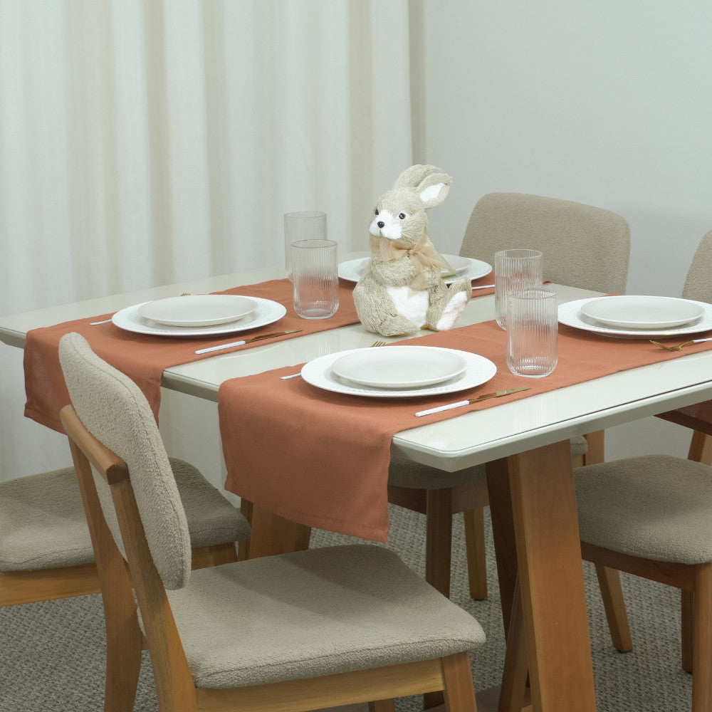 Caminho Trilho Corredor de Mesa Essence Tecido Linho 130x40cm com Bainha Páscoa