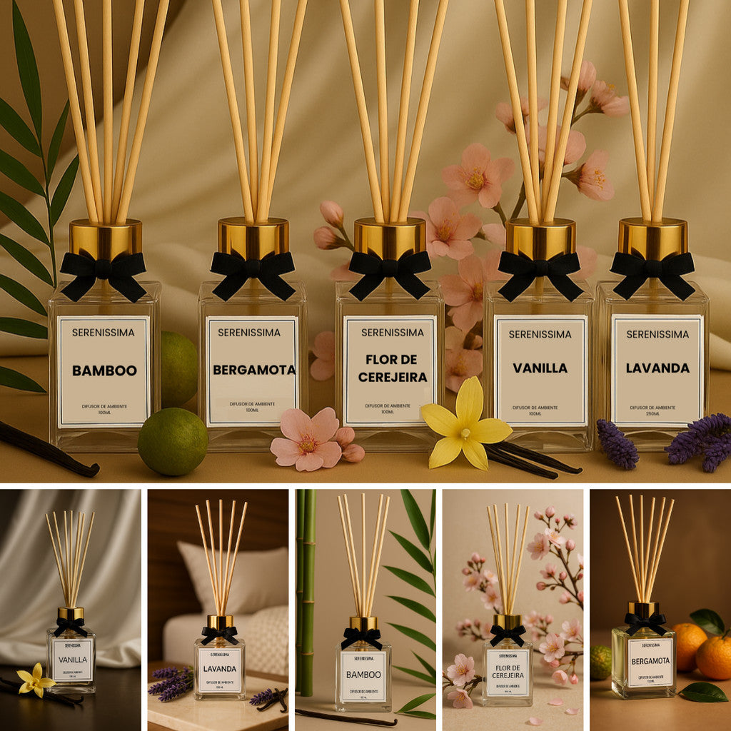 Difusor de Ambiente Classic Frasco de Vidro com Varetas de Madeira 100ml Aroma Premium