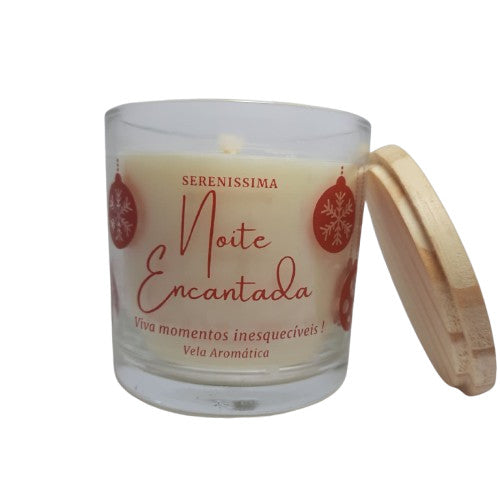 Vela Aromática Decorativa Natal Encantado com Pavio de Algodão e Cera de Coco 200gr Essência Premium