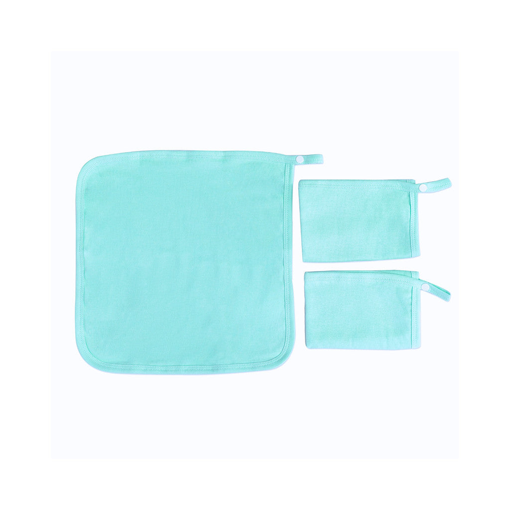 Kit com 3 Paninho de Boca Babete Bebê Malha Liso com Viés e Prendedor de Chupeta 30x30cm