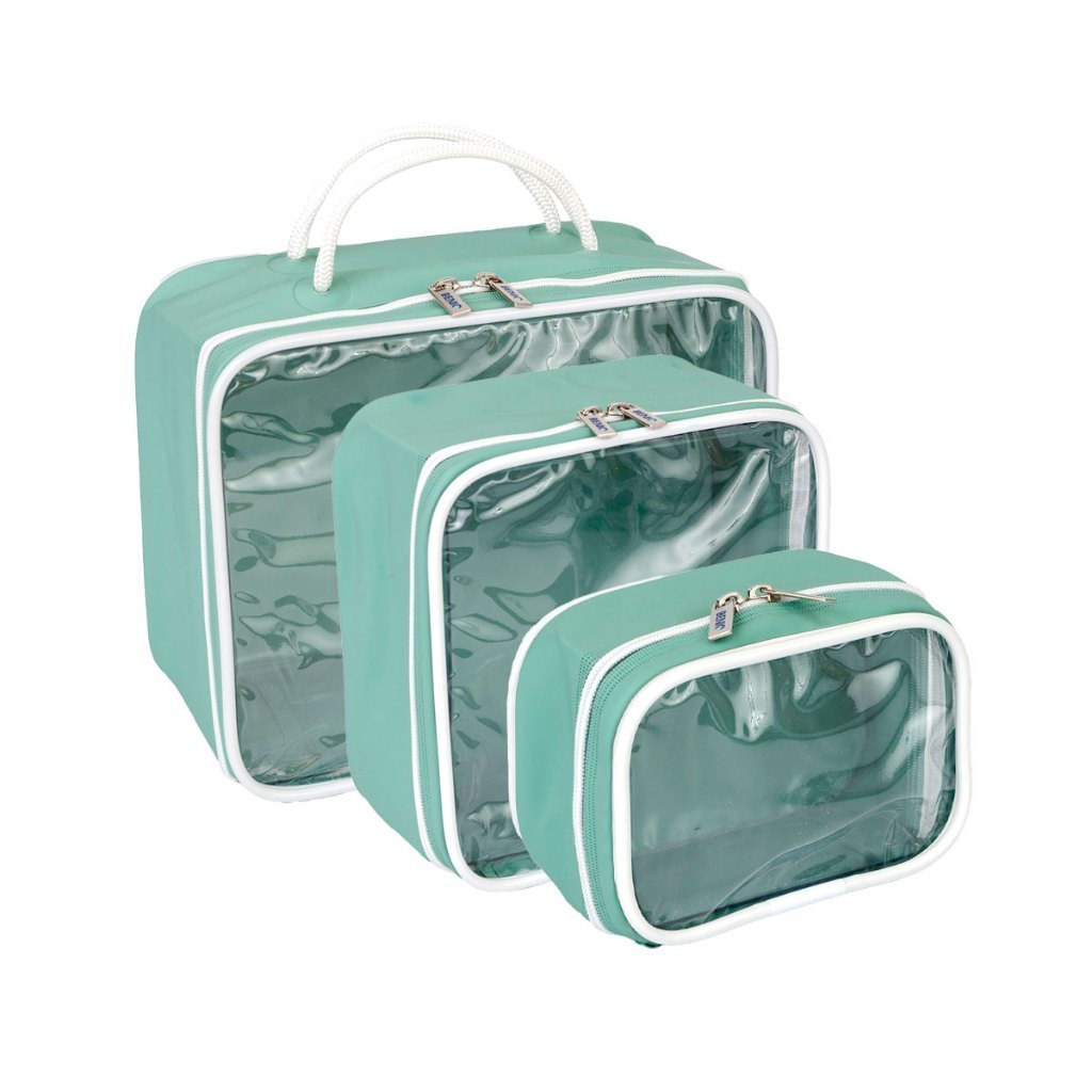 Kit Necessaire Organizador Mala Viagem Maternidade Maquiagem Lisa e Estampada - 3 Peças