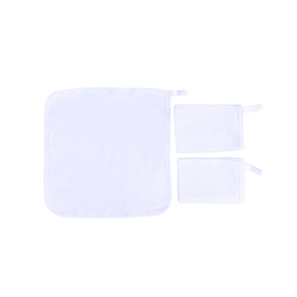 Kit com 3 Paninho de Boca Babete Bebê Malha Liso com Viés e Prendedor de Chupeta 30x30cm